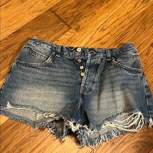 We The Free Blue Distressed Jean Shorts